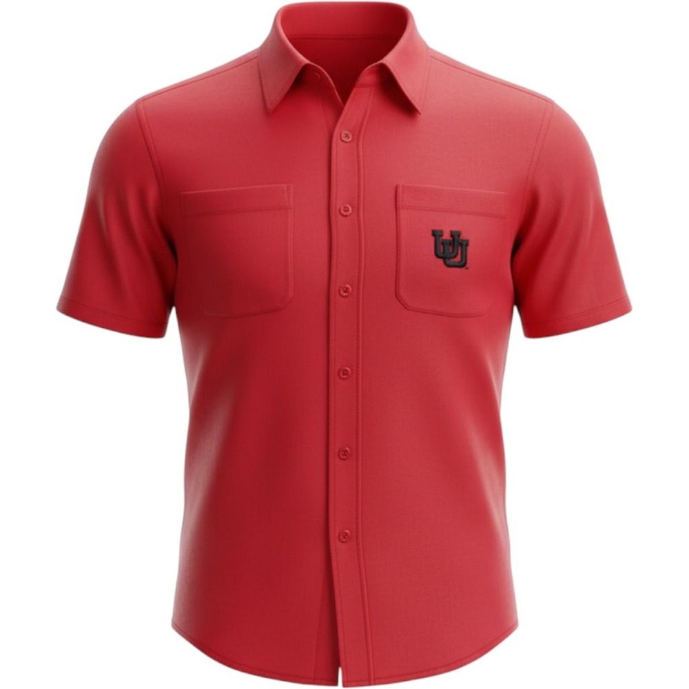 ProEdge University of Utah Utes Mens Red Short Sleeve Button Down Shirt Small
